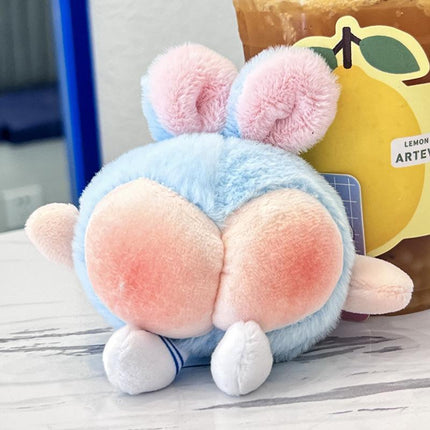Honey Peach Butt Keychain Rabbit Ears Pendant Toy Bag Decor Plush Doll Key Ring - Aimall