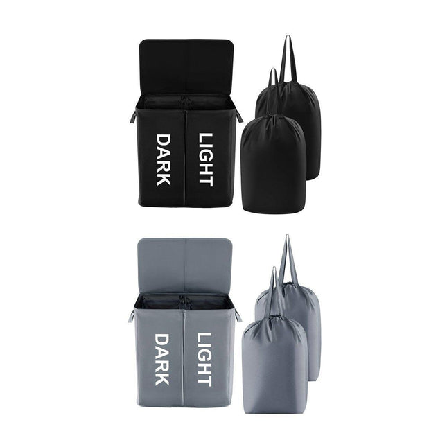 Oxford Cloth Double Laundry Basket for Dirty Clothes Storage Hamper Organizer