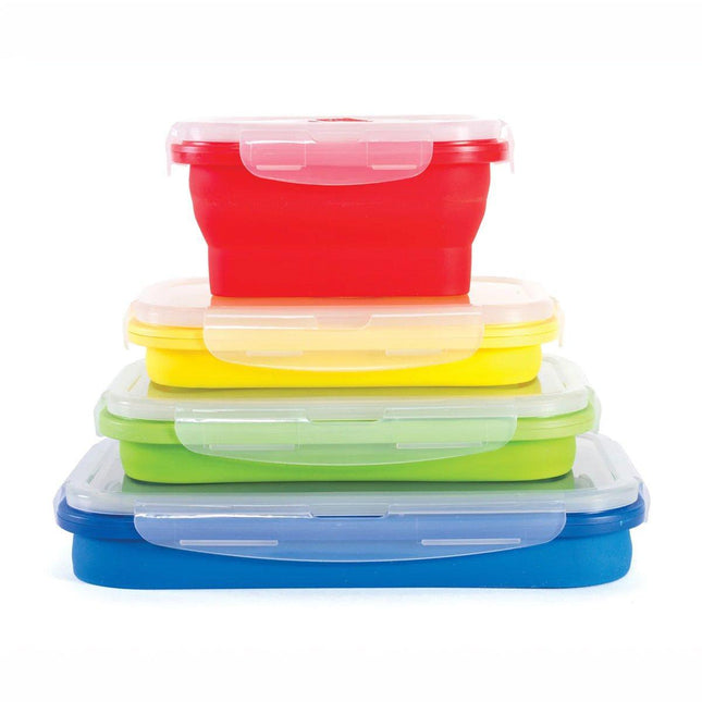 Silicone Collapsible Containers Portable Food Storage for Caravan Camping 4PCS - Aimall