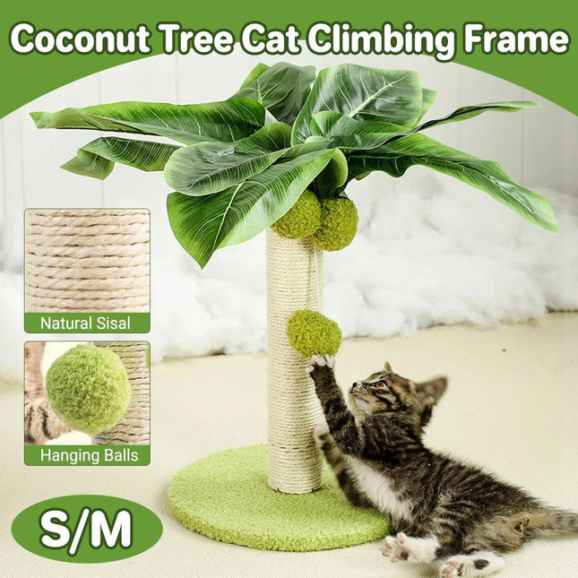 Cat Scratching Coconut Tree Kitten Post Sisal Covered Scratcher Pole Toy 32/38cm