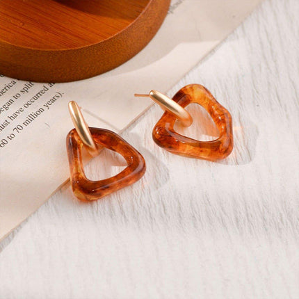 Trendy Tortoiseshell Earrings for Women Irregular Caramel Design Elegant Jewelry