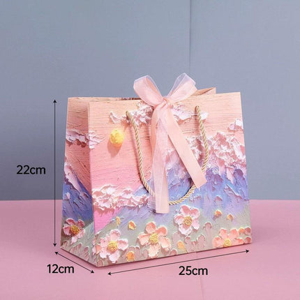 10pcs Oil Painting Gift Paper Bags for Birthday and Holiday Gift Packaging Tote