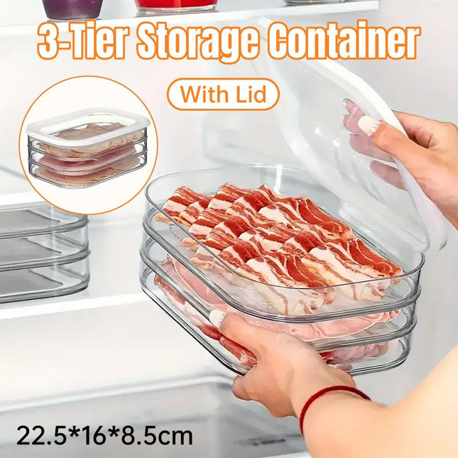 Food Grade Transparent Plastic Freezer Storage Box With Lid For Kitchen Fridge