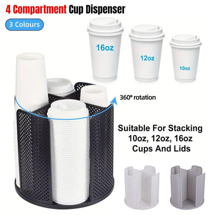 Paper Cup Holder Organizer Swivel Compartment Cup Picker Drink Storage Stand