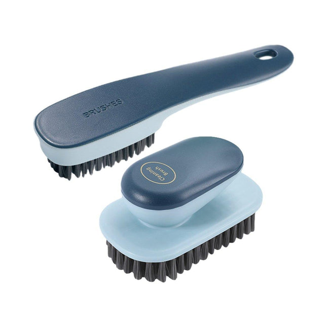 2PCS Blue Soft Bristle Shoe Brush and Multifunctional Cleaning Laundry Brush