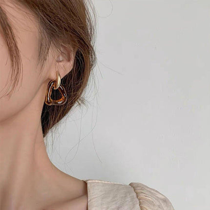 Trendy Tortoiseshell Earrings for Women Irregular Caramel Design Elegant Jewelry