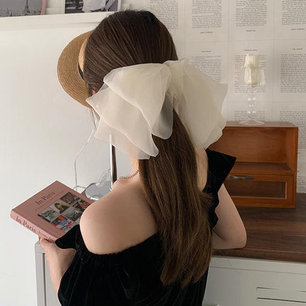 Large Tulle Bow Hair Clip Women Hair Clip Arty Headdress Gifts Ponytail Party - Aimall