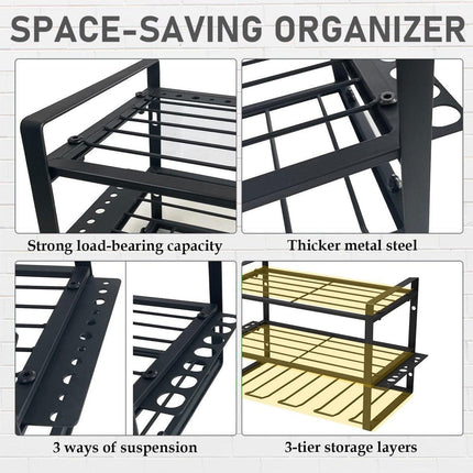 Heavy Duty Power Tool Rack Organizer Wall Mount Drill Holder 3 Layer Storage