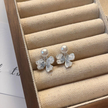 Luxury Crystal Butterfly Bow Earrings Elegant Dangle Fashion Jewelry Women