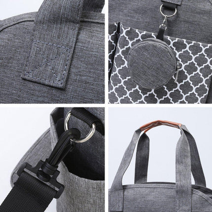 Large Capacity Nappy Bag for Pram with Shoulder Strap Canvas Tote for Mum Use
