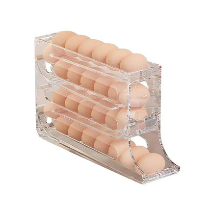 Automatic Scrolling Egg Holder 2/4-Tier Storage Box Container for Refrigerator