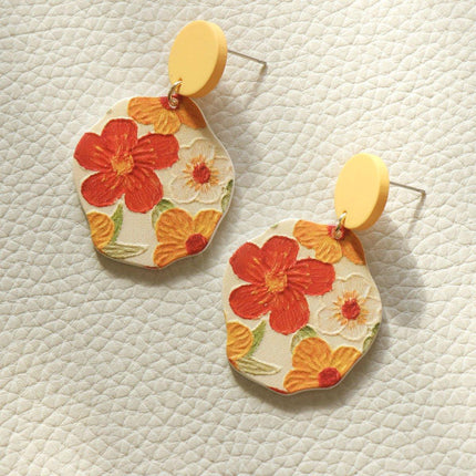 Cute Cartoon Oil Painting Acrylic Earrings Geometric Lace Fashion Jewelry Gift