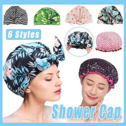 Woman Shower Cap Reusable Long Hair Large Turban Bathroom Waterproof Hair Cap