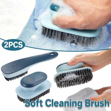 2PCS Blue Soft Bristle Shoe Brush and Multifunctional Cleaning Laundry Brush