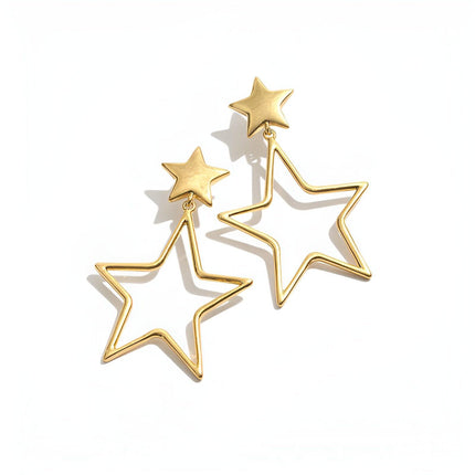 Vintage Openwork Star Earrings Elegant Fashion Jewelry for Women Chic Gift Ideas