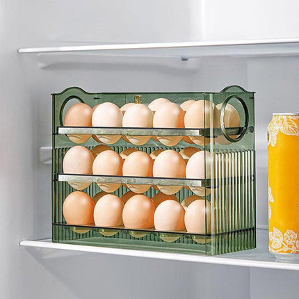 Three-Layer Plastic Egg Carton Storage Box for Organising Fridge and Kitchen