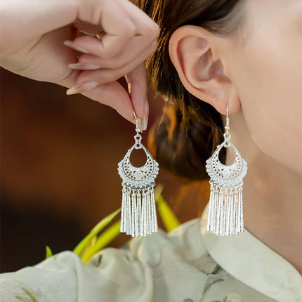Vintage Ethnic Tassel Long Earrings Bohemian Jewelry Women Fashion Accessories