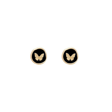 Vintage Black Stud Earrings Women Retro Style Dripping Oil Fashion Jewelry