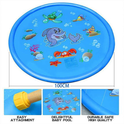 100cm Pet Dog Inflatable Sprinkler Splash Spray Mat Outdoor Water Pool Play Pad - Aimall
