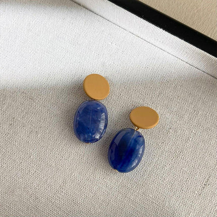 Modern Clashing Blue Earrings For Women Vintage Style Elegant Statement Jewelry