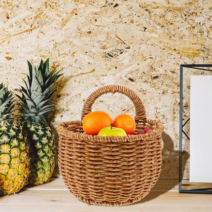 Imitation Rattan Woven Storage Basket Shelf Organizer Wash Rack for Home Decor