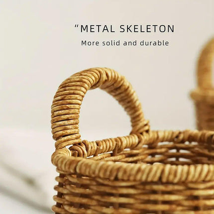 Imitation Rattan Woven Storage Basket Shelf Organizer Wash Rack for Home Decor