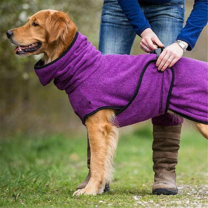 Pet Bathrobe Clothes Dog Towel Drying Robe Soft Warm Super Absorbent Black - Aimall