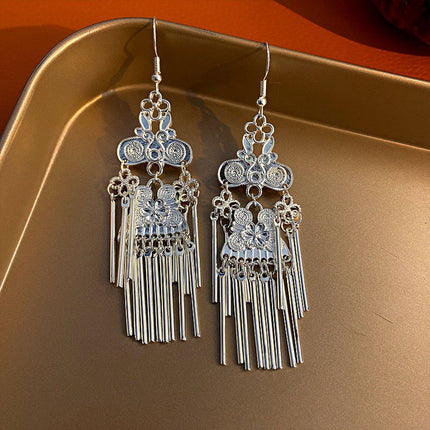 Vintage Ethnic Style Tassel Long Earrings Bohemian Jewelry for Women Accessory