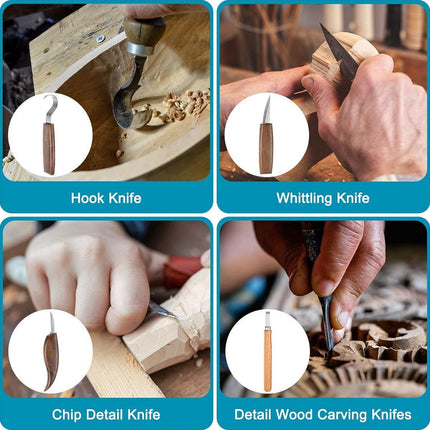 10PCS Wood Carving Tools Set Woodworking Whittling Chisels Cutters Hand Tool Kit
