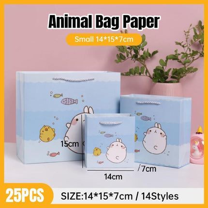 25PCS Cute Animal Gift Bags Creative Cartoon Paper Bags Birthday Party Favors
