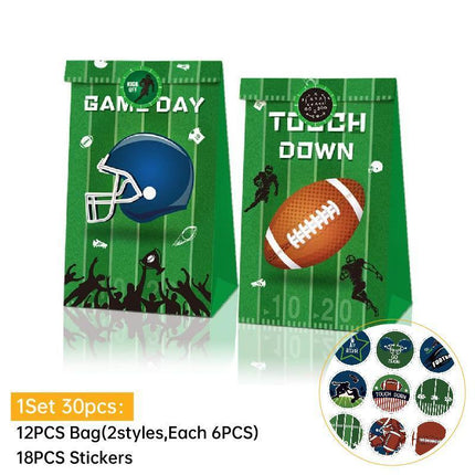 2set Football Touchdown Sports Game Party Candy Gift Kraft Paper Bags Birthday