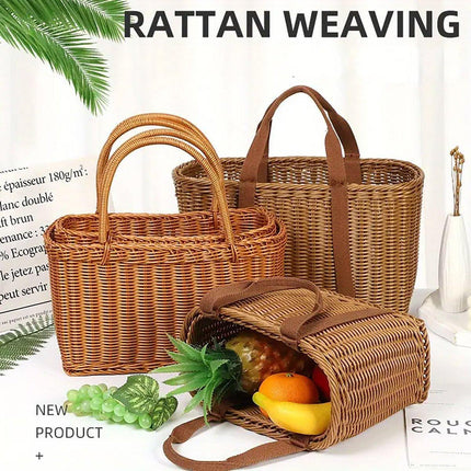 Imitation Rattan Woven Basket Shopping Basket Fruit Vegetable Storage Basket