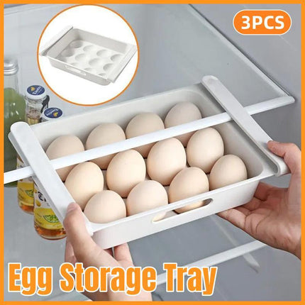 3pcs Pull Out Egg Drawer Organizer for Refrigerator Home Storage Tray Kitchen
