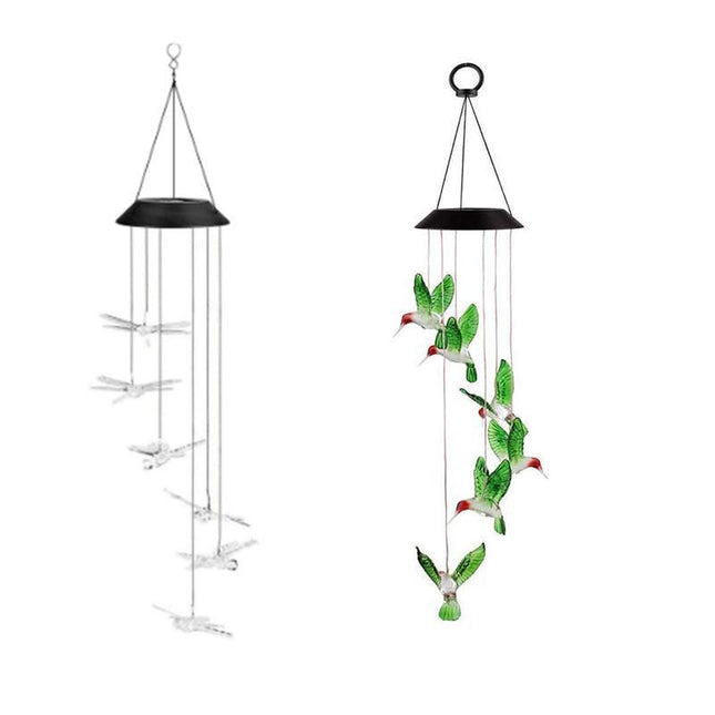 Wind Chimes Solar Powered LED Lights Changing Hanging Garden Yard Outdoor Decor - Aimall