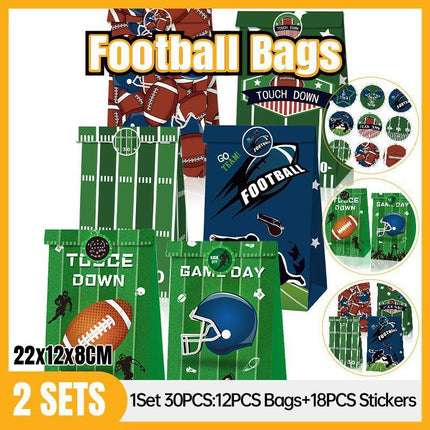 2set Football Touchdown Sports Game Party Candy Gift Kraft Paper Bags Birthday