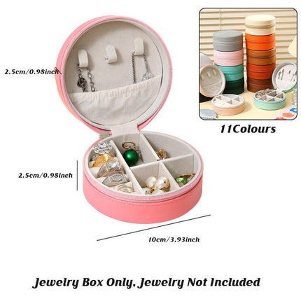 High End Round Jewelry Box Portable Travel Jewelry Storage Organizer Case Holder