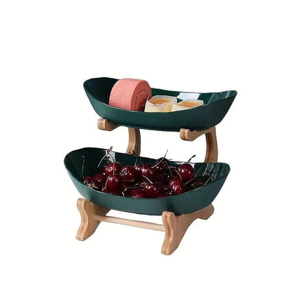 Modern Multi-layer Bamboo Fruit Snack Plate Rack Creative Living Room Plate Rack