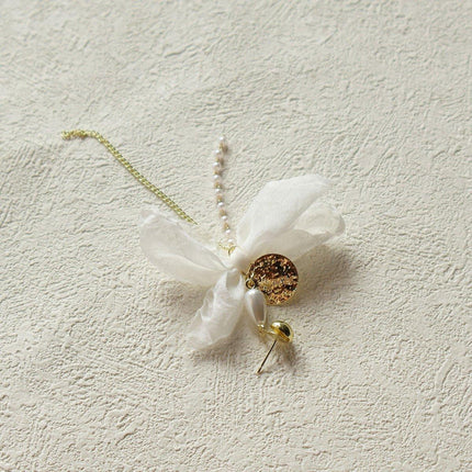 Vintage White Bow Long Earrings Sweet Fashion Jewelry for Women Elegant Gift