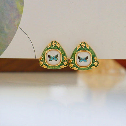 Chinese Green Butterfly Earrings Elegant Fashion Jewelry for Women Gift