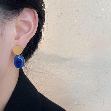 Modern Clashing Blue Earrings For Women Vintage Style Elegant Statement Jewelry