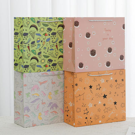 25PCS Cartoon Gift Bags 20x20x8cm Party Favour Paper Tote Bags for Birthday Events