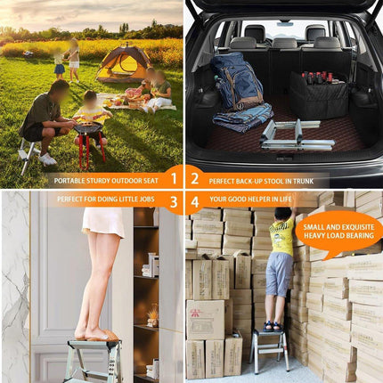 Portable Aluminium 1-3 Step Folding Ladder Anti-Slip Frame Stool for Home Use