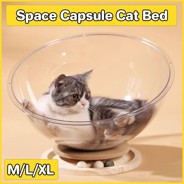 Four Seasons Acrylic Space Capsule Cat Bed Semi-closed Cool Nest Turntable Toy