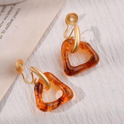 Trendy Tortoiseshell Earrings for Women Irregular Caramel Design Elegant Jewelry