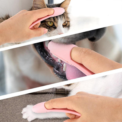 Pet Finger Toothbrush Dog Cat Puppy Teeth Cleaning Soft Brushing Tool Care