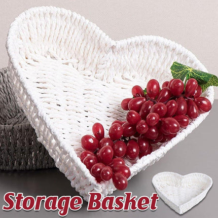Woven Storage Basket Heart Shaped Bread Basket for Serving and Organizing Items