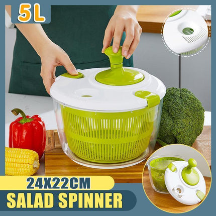 Salad Spinner Vegetable Lettuce Salad Leaves Washer Dryer Serving Bowl Container - Aimall