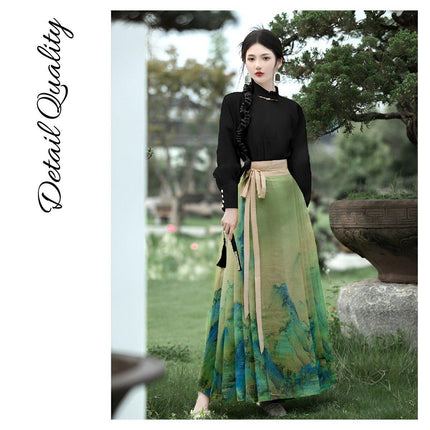 Autumn Chinese Style Horse Skirt for Women Daily Commute Retro Temperament