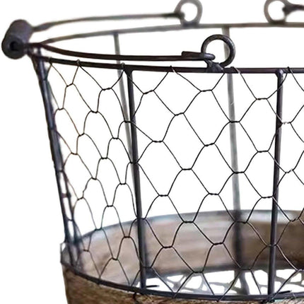 Carrying Storage Basket Iron Round Bucket Home Organizer Storage for Kitchen