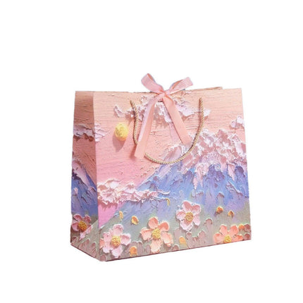 10pcs Oil Painting Gift Paper Bags for Birthday and Holiday Gift Packaging Tote